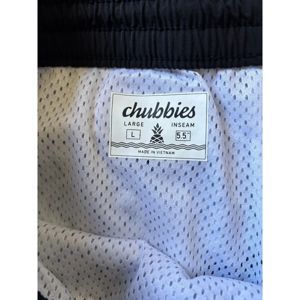 Chubbies Swim Trunks Men Large Black White The Radical 6.5